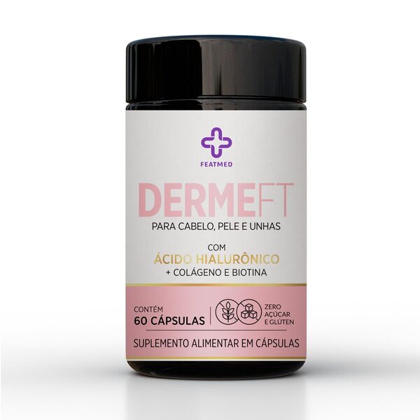 DermeFT para Cabelo, Pele e Unhas com Ácido Hialurônico 60 cápsulas